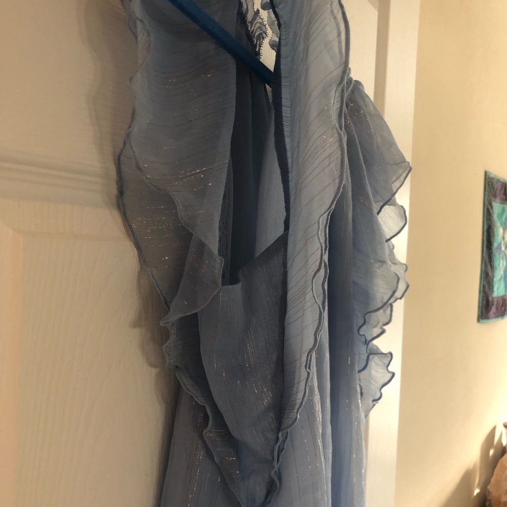 LOFT Blue Ruffle Blouse - Picture 6 of 15